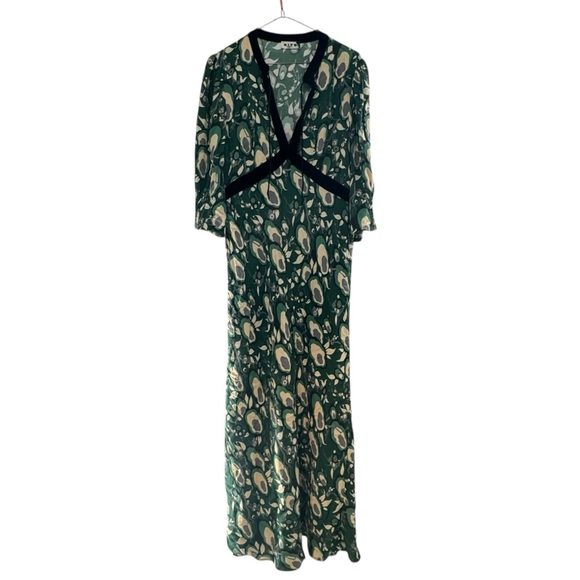 Rixo Petra midi dress green & black L / 10 - Picture 3 of 12